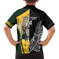 New Zealand and South Africa Rugby Custom Family Matching Off Shoulder Maxi Dress and Hawaiian Shirt Maori Silver Fern Springbok Together LT14 - Polynesian Pride