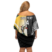New Zealand and South Africa Rugby Custom Family Matching Off Shoulder Short Dress and Hawaiian Shirt Maori Silver Fern Springbok Together LT14 - Polynesian Pride