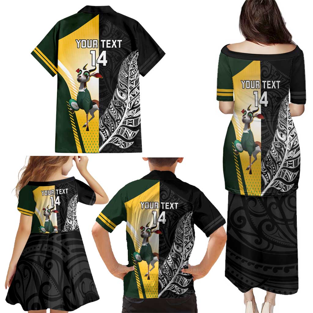 New Zealand and South Africa Rugby Custom Family Matching Puletasi and Hawaiian Shirt Maori Silver Fern Springbok Together LT14 - Polynesian Pride