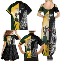 New Zealand and South Africa Rugby Custom Family Matching Summer Maxi Dress and Hawaiian Shirt Maori Silver Fern Springbok Together LT14 - Polynesian Pride