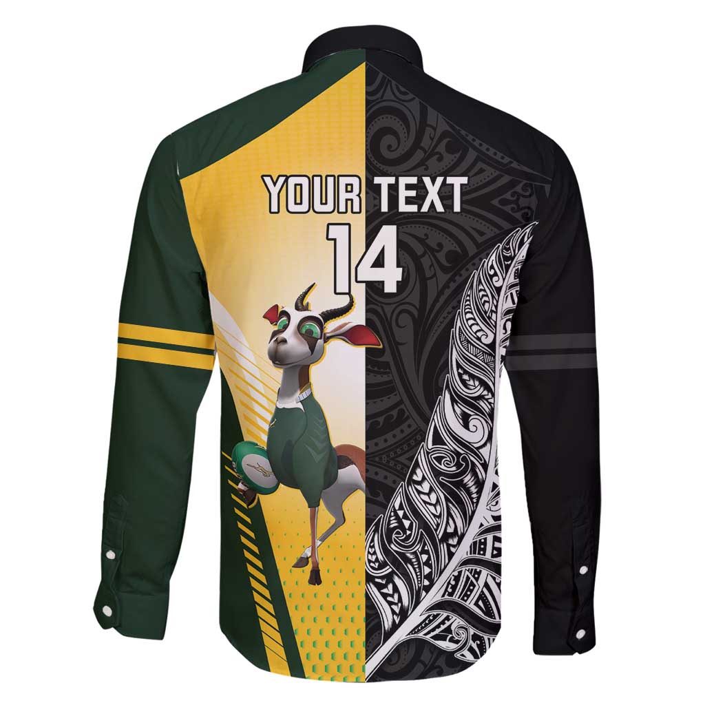 New Zealand and South Africa Rugby Custom Family Matching Summer Maxi Dress and Hawaiian Shirt Maori Silver Fern Springbok Together LT14 - Polynesian Pride