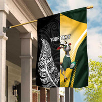 New Zealand and South Africa Rugby Custom Garden Flag Maori Silver Fern Springbok Together LT14 House Flag Black - Polynesian Pride