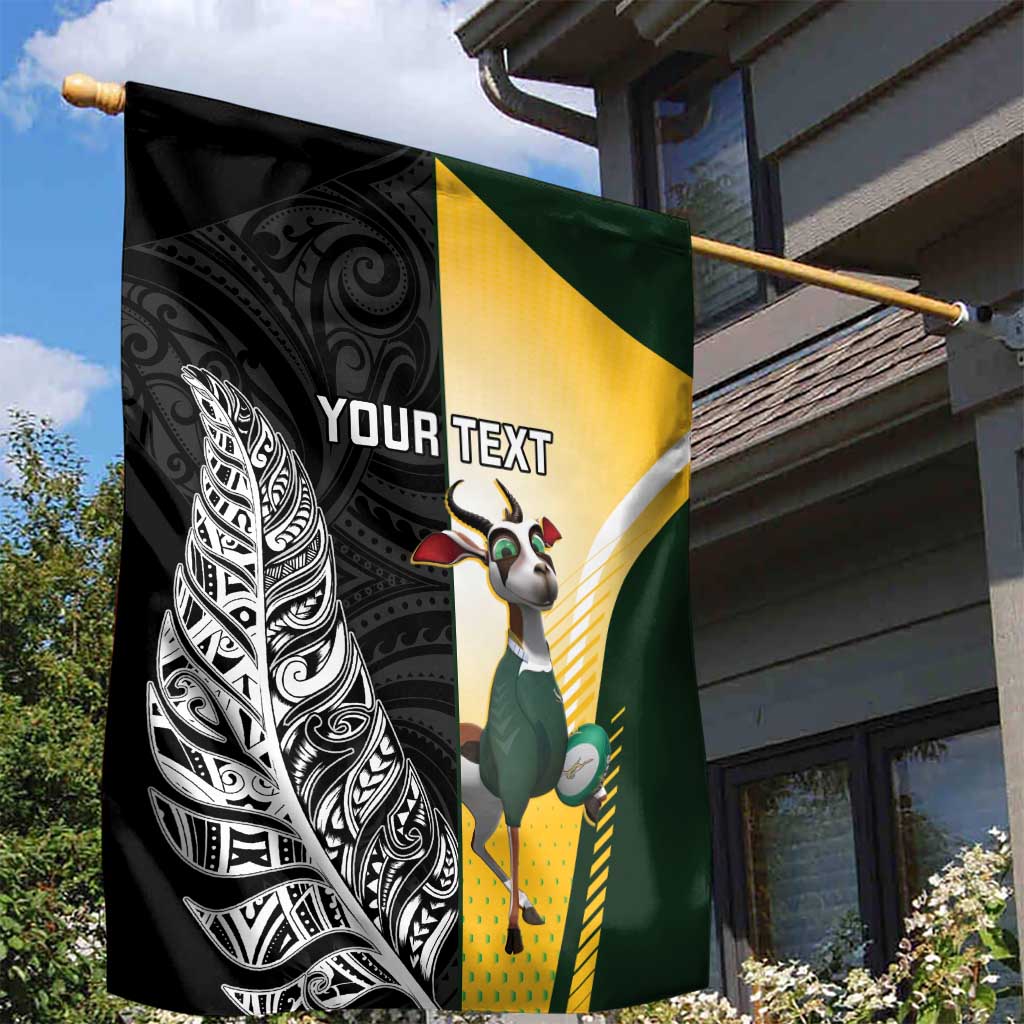 New Zealand and South Africa Rugby Custom Garden Flag Maori Silver Fern Springbok Together LT14 - Polynesian Pride