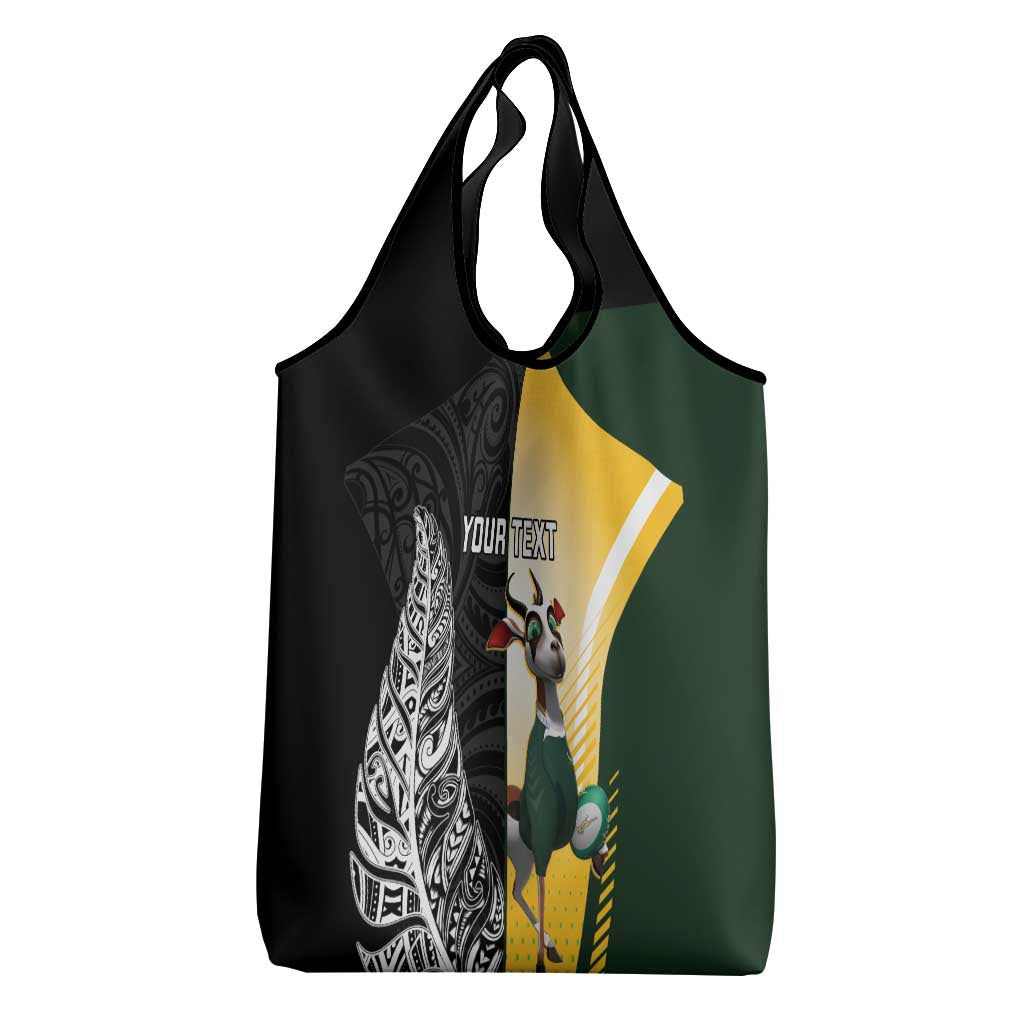 New Zealand and South Africa Rugby Custom Grocery Bag Maori Silver Fern Springbok Together LT14 - Polynesian Pride