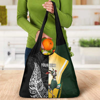 New Zealand and South Africa Rugby Custom Grocery Bag Maori Silver Fern Springbok Together LT14 - Polynesian Pride