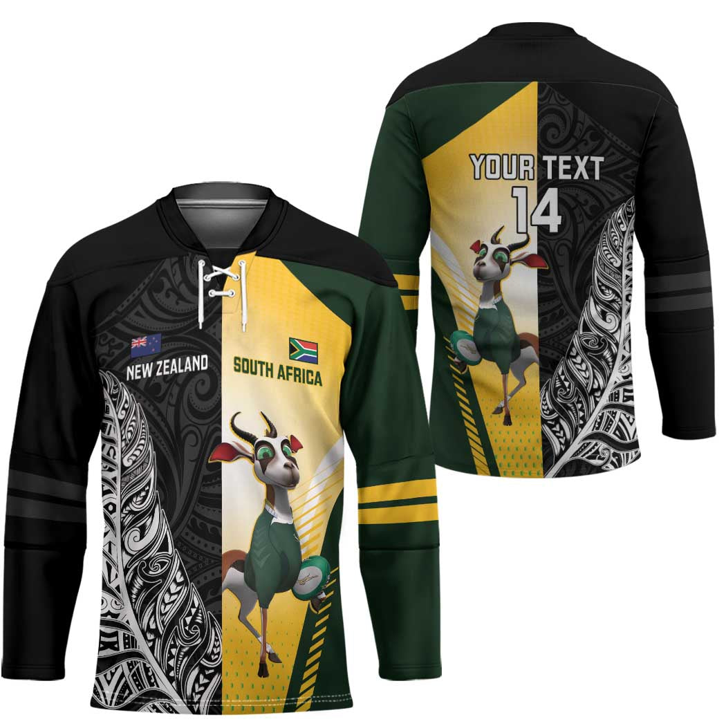 New Zealand and South Africa Rugby Custom Hockey Jersey Maori Silver Fern Springbok Together LT14 - Polynesian Pride