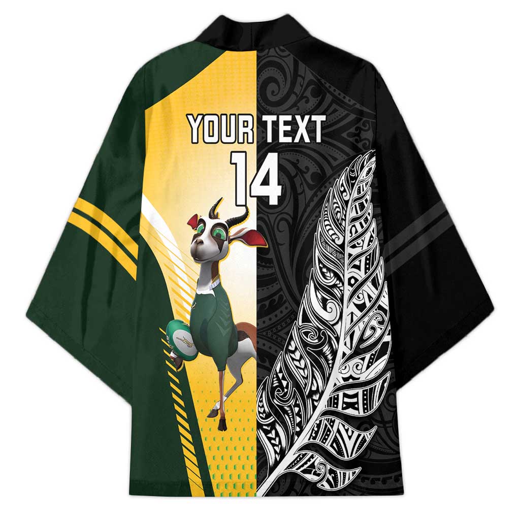 New Zealand and South Africa Rugby Custom Kimono Maori Silver Fern Springbok Together LT14 - Polynesian Pride