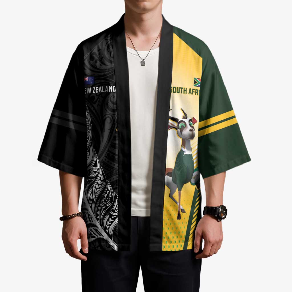 New Zealand and South Africa Rugby Custom Kimono Maori Silver Fern Springbok Together LT14 - Polynesian Pride