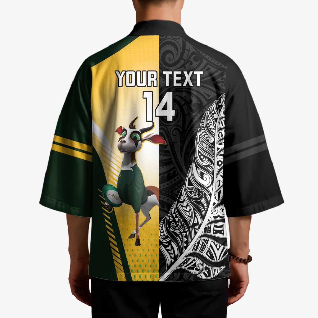 New Zealand and South Africa Rugby Custom Kimono Maori Silver Fern Springbok Together LT14 - Polynesian Pride