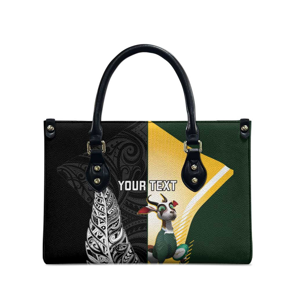 New Zealand and South Africa Rugby Custom Leather Bag Maori Silver Fern Springbok Together LT14 - Polynesian Pride