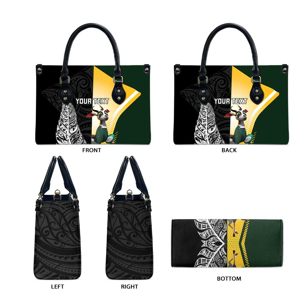 New Zealand and South Africa Rugby Custom Leather Bag Maori Silver Fern Springbok Together LT14 - Polynesian Pride