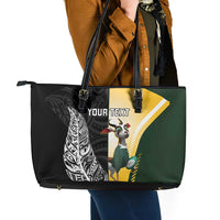 New Zealand and South Africa Rugby Custom Leather Tote Bag Maori Silver Fern Springbok Together LT14 - Polynesian Pride