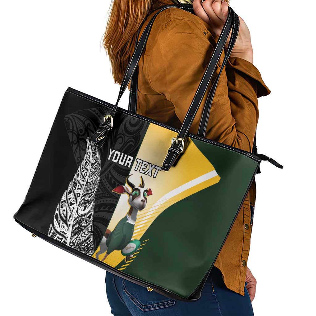 New Zealand and South Africa Rugby Custom Leather Tote Bag Maori Silver Fern Springbok Together LT14 - Polynesian Pride
