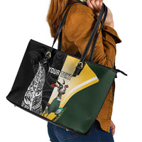 New Zealand and South Africa Rugby Custom Leather Tote Bag Maori Silver Fern Springbok Together LT14 - Polynesian Pride