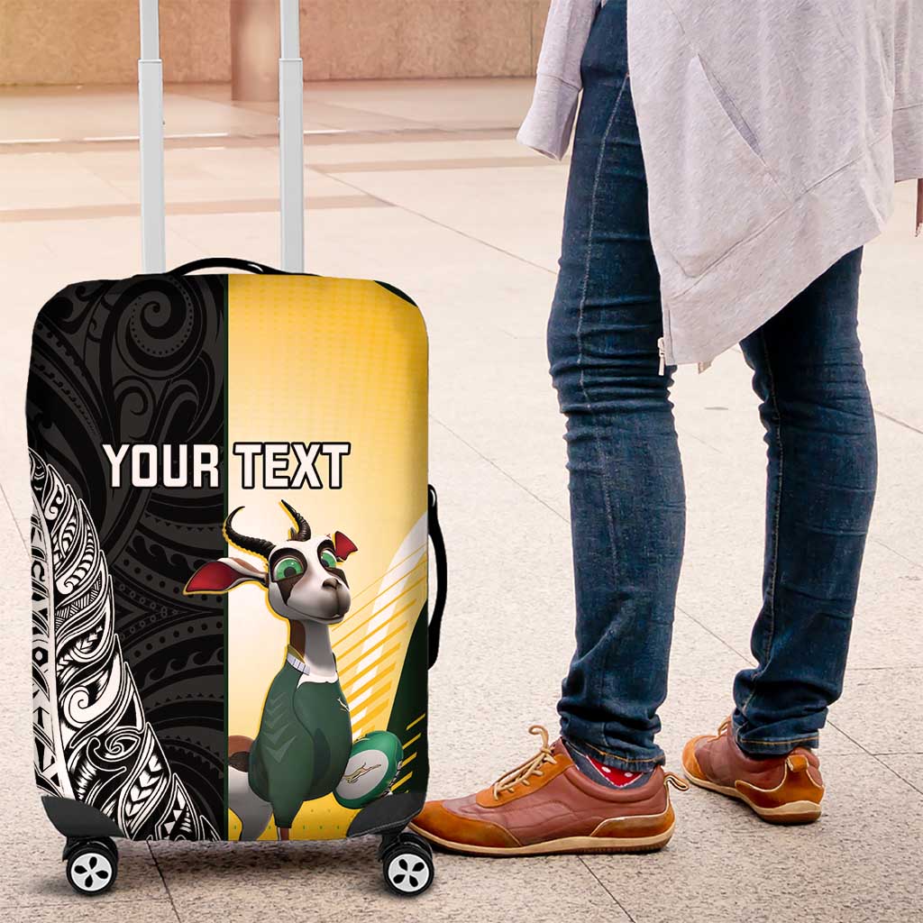 New Zealand and South Africa Rugby Custom Luggage Cover Maori Silver Fern Springbok Together - Polynesian Pride