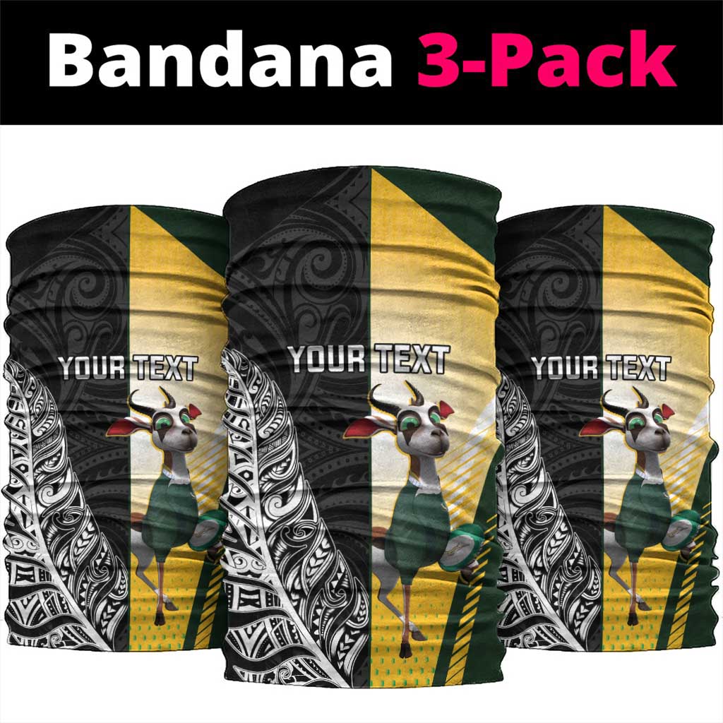 New Zealand and South Africa Rugby Custom Neck Gaiter Maori Silver Fern Springbok Together LT14 package One Size: 25*50cm Black - Polynesian Pride