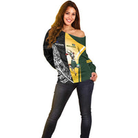 New Zealand and South Africa Rugby Custom Off Shoulder Sweater Maori Silver Fern Springbok Together LT14 - Polynesian Pride