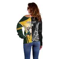 New Zealand and South Africa Rugby Custom Off Shoulder Sweater Maori Silver Fern Springbok Together LT14 - Polynesian Pride