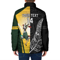 New Zealand and South Africa Rugby Custom Padded Jacket Maori Silver Fern Springbok Together LT14 - Polynesian Pride