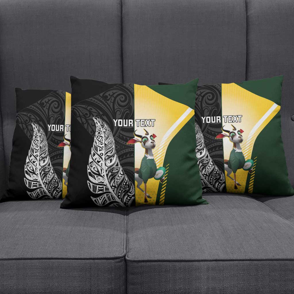 New Zealand and South Africa Rugby Custom Pillow Cover Maori Silver Fern Springbok Together LT14 - Polynesian Pride