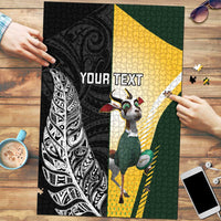 New Zealand and South Africa Rugby Custom Puzzle Maori Silver Fern Springbok Together LT14 Black - Polynesian Pride