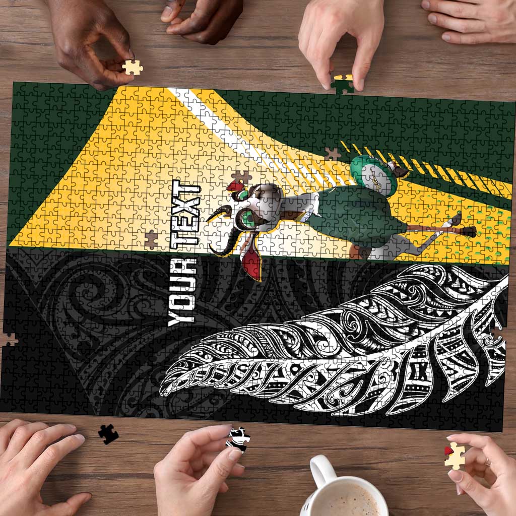 New Zealand and South Africa Rugby Custom Puzzle Maori Silver Fern Springbok Together LT14 - Polynesian Pride