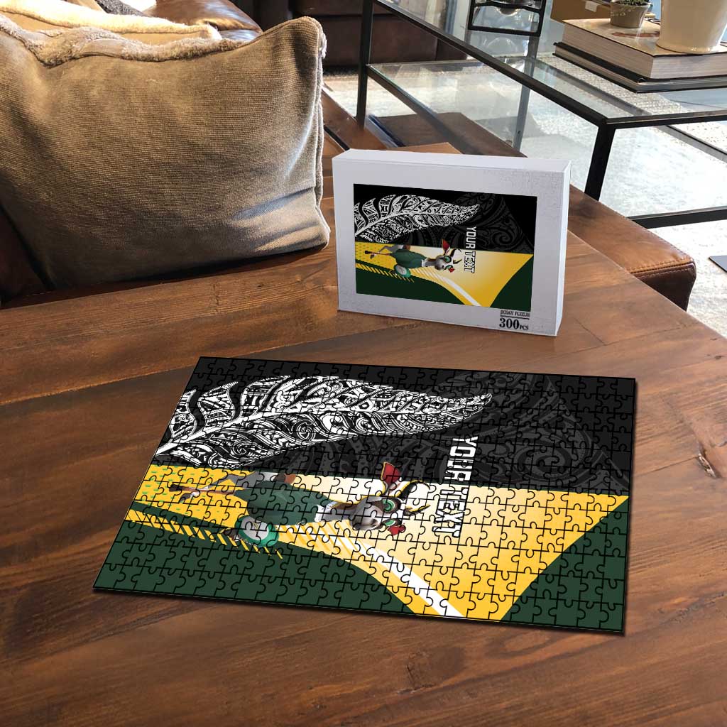New Zealand and South Africa Rugby Custom Puzzle Maori Silver Fern Springbok Together LT14 - Polynesian Pride