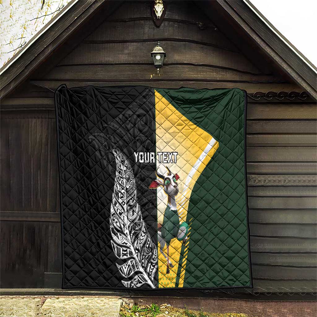 New Zealand and South Africa Rugby Custom Quilt Maori Silver Fern Springbok Together LT14 - Polynesian Pride