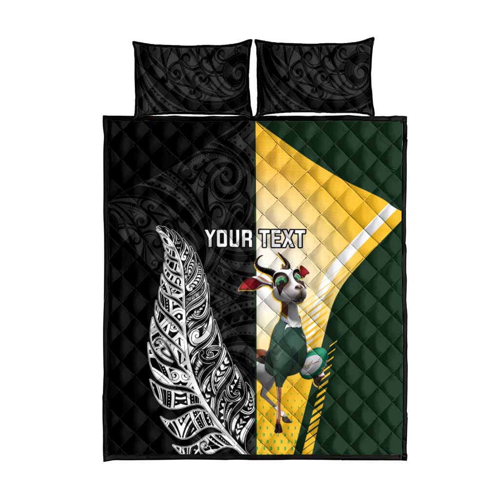 New Zealand and South Africa Rugby Custom Quilt Bed Set Maori Silver Fern Springbok Together LT14 - Polynesian Pride