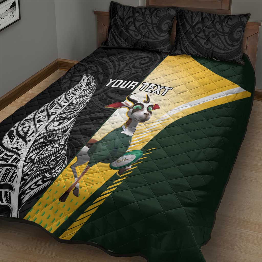New Zealand and South Africa Rugby Custom Quilt Bed Set Maori Silver Fern Springbok Together LT14 - Polynesian Pride