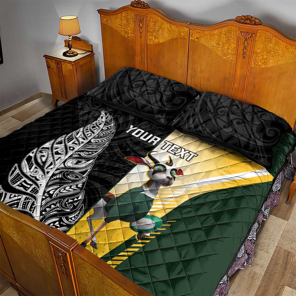 New Zealand and South Africa Rugby Custom Quilt Bed Set Maori Silver Fern Springbok Together LT14 - Polynesian Pride
