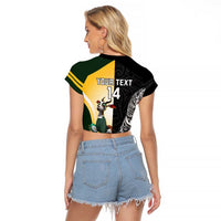 New Zealand and South Africa Rugby Custom Raglan Cropped T Shirt Maori Silver Fern Springbok Together LT14 - Polynesian Pride