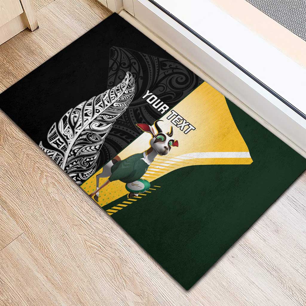 New Zealand and South Africa Rugby Custom Rubber Doormat Maori Silver Fern Springbok Together LT14 - Polynesian Pride