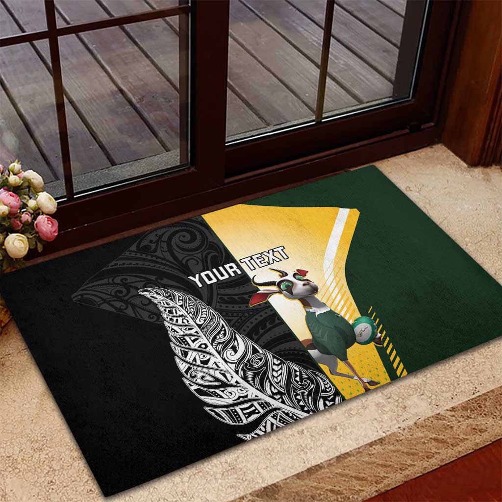 New Zealand and South Africa Rugby Custom Rubber Doormat Maori Silver Fern Springbok Together LT14 - Polynesian Pride