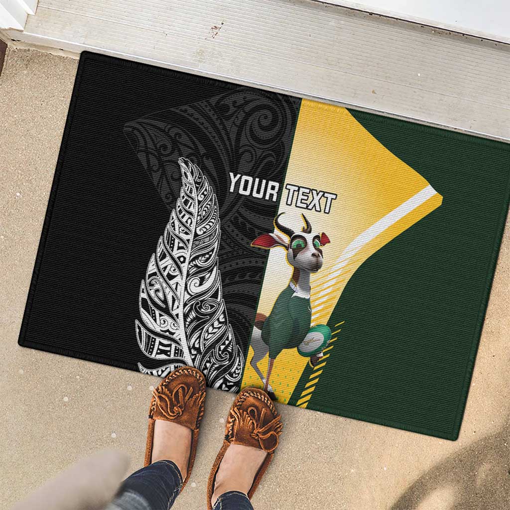 New Zealand and South Africa Rugby Custom Rubber Doormat Maori Silver Fern Springbok Together LT14 - Polynesian Pride
