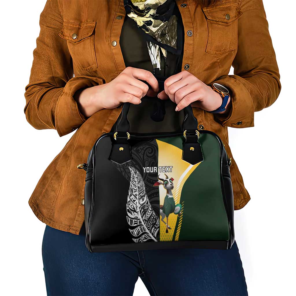 New Zealand and South Africa Rugby Custom Shoulder Handbag Maori Silver Fern Springbok Together LT14 - Polynesian Pride