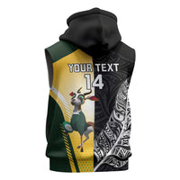 New Zealand and South Africa Rugby Custom Sleeveless Hoodie Maori Silver Fern Springbok Together LT14 - Polynesian Pride