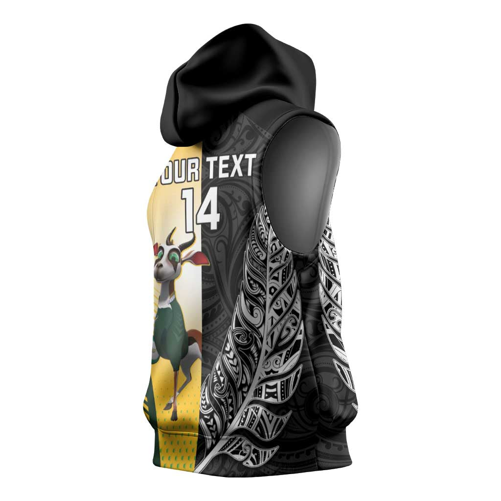 New Zealand and South Africa Rugby Custom Sleeveless Hoodie Maori Silver Fern Springbok Together LT14 - Polynesian Pride