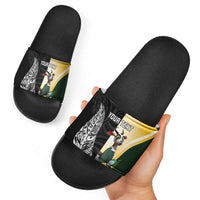 New Zealand and South Africa Rugby Custom Slide Sandals Maori Silver Fern Springbok Together LT14 - Polynesian Pride