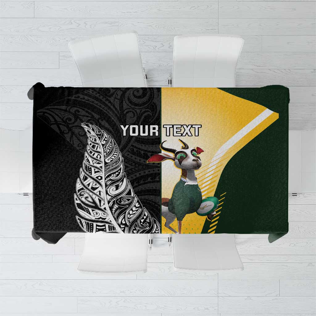 New Zealand and South Africa Rugby Custom Tablecloth Maori Silver Fern Springbok Together - Polynesian Pride