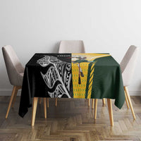 New Zealand and South Africa Rugby Custom Tablecloth Maori Silver Fern Springbok Together LT14 - Polynesian Pride