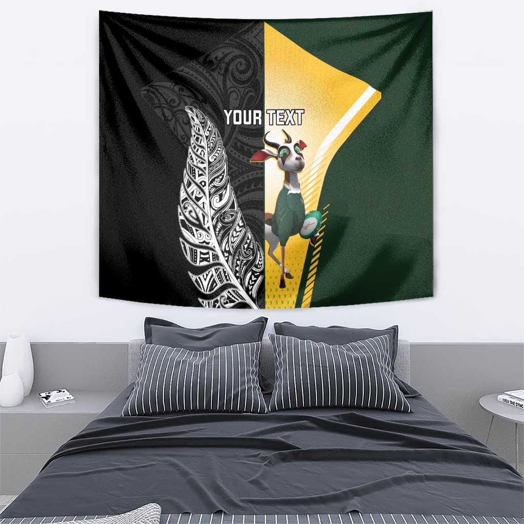 New Zealand and South Africa Rugby Custom Tapestry Maori Silver Fern Springbok Together LT14 - Polynesian Pride