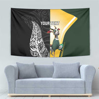 New Zealand and South Africa Rugby Custom Tapestry Maori Silver Fern Springbok Together LT14 - Polynesian Pride