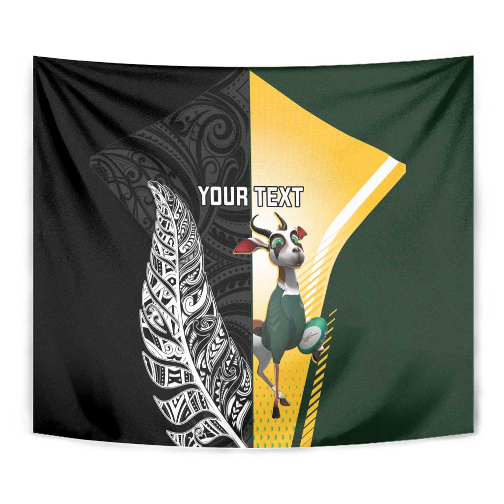 New Zealand and South Africa Rugby Custom Tapestry Maori Silver Fern Springbok Together LT14 - Polynesian Pride