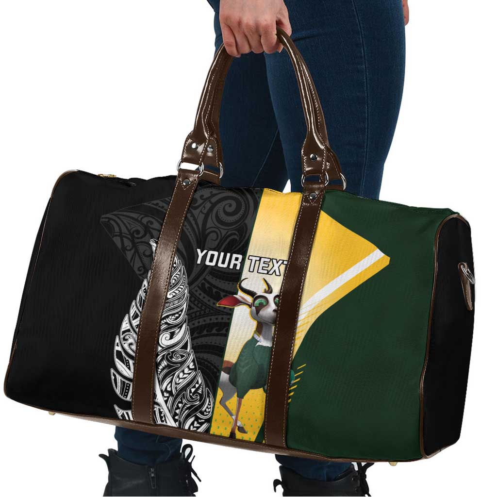 New Zealand and South Africa Rugby Custom Travel Bag Maori Silver Fern Springbok Together LT14 - Polynesian Pride