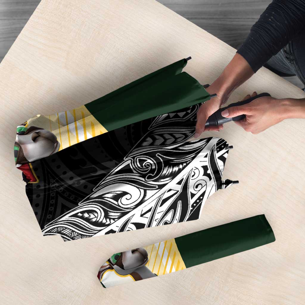 New Zealand and South Africa Rugby Custom Umbrella Maori Silver Fern Springbok Together LT14 - Polynesian Pride