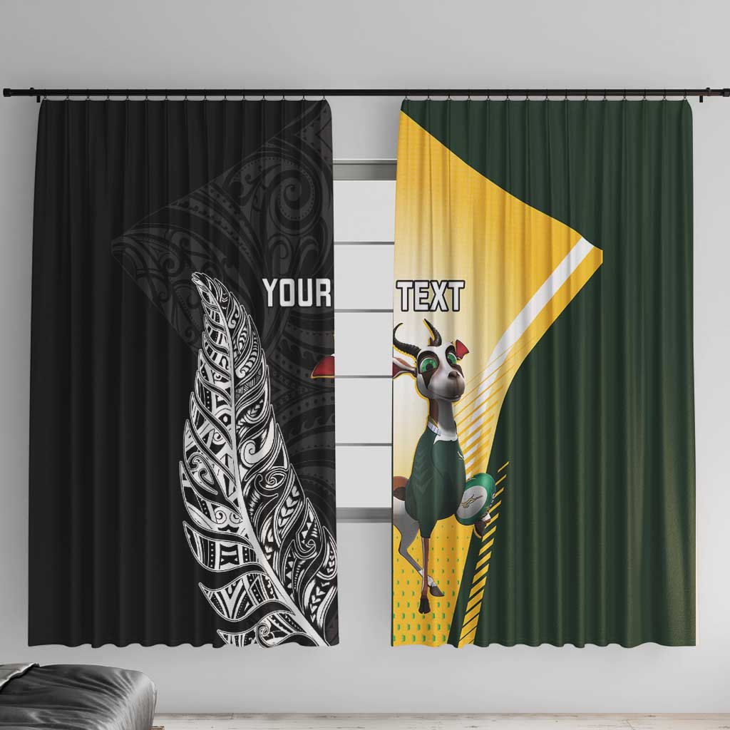 New Zealand and South Africa Rugby Custom Window Curtain Maori Silver Fern Springbok Together LT14 With Hooks Black - Polynesian Pride