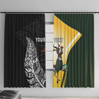 New Zealand and South Africa Rugby Custom Window Curtain Maori Silver Fern Springbok Together LT14 With Hooks Black - Polynesian Pride