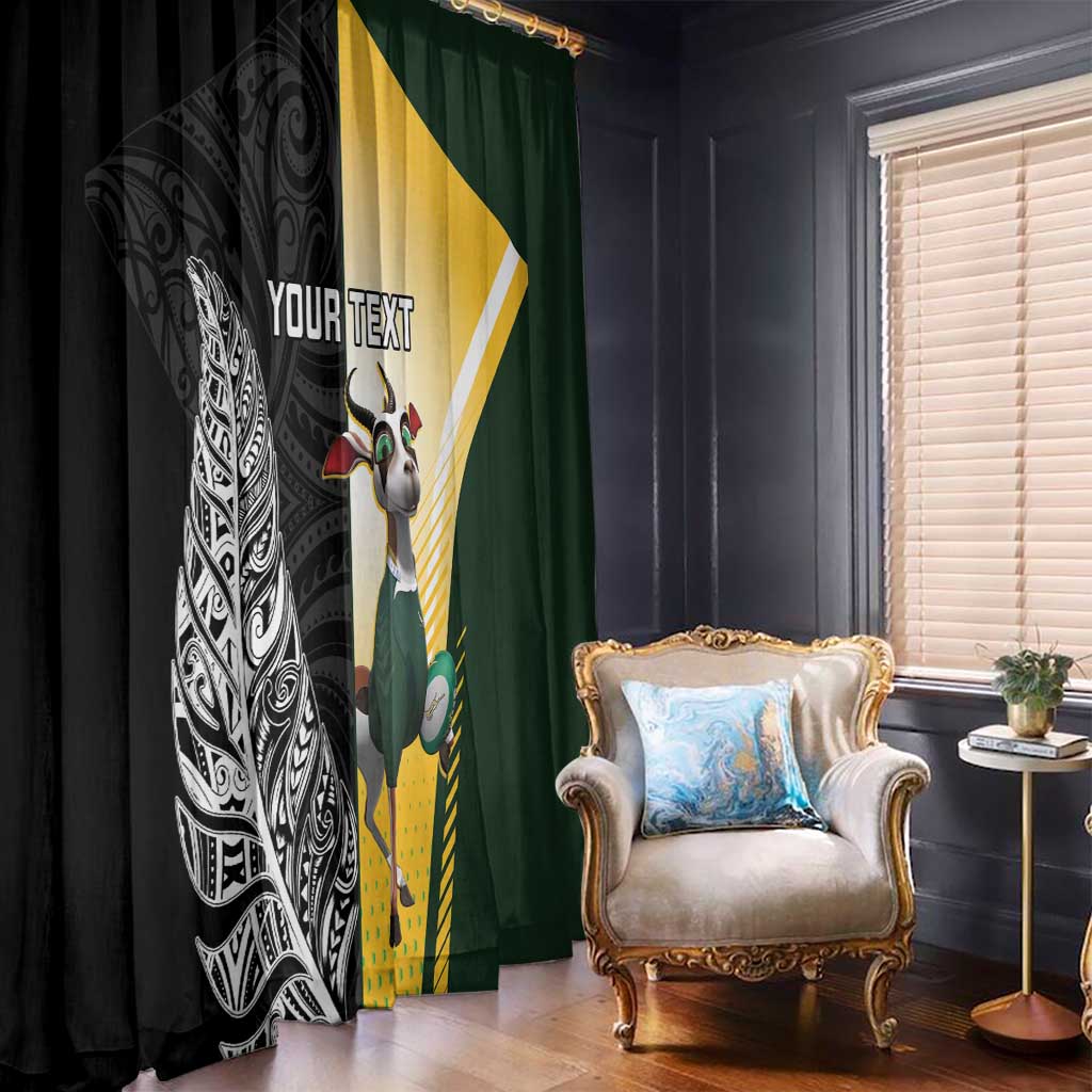 New Zealand and South Africa Rugby Custom Window Curtain Maori Silver Fern Springbok Together LT14 - Polynesian Pride
