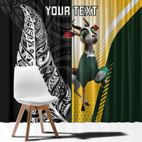 New Zealand and South Africa Rugby Custom Window Curtain Maori Silver Fern Springbok Together LT14 - Polynesian Pride